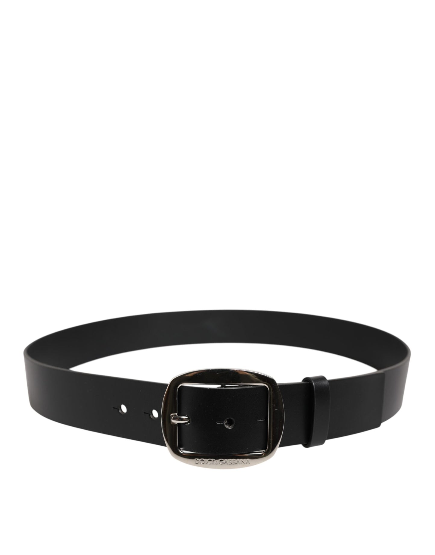 Dolce & Gabbana Black Leather Classic Metal Buckle Men Belt