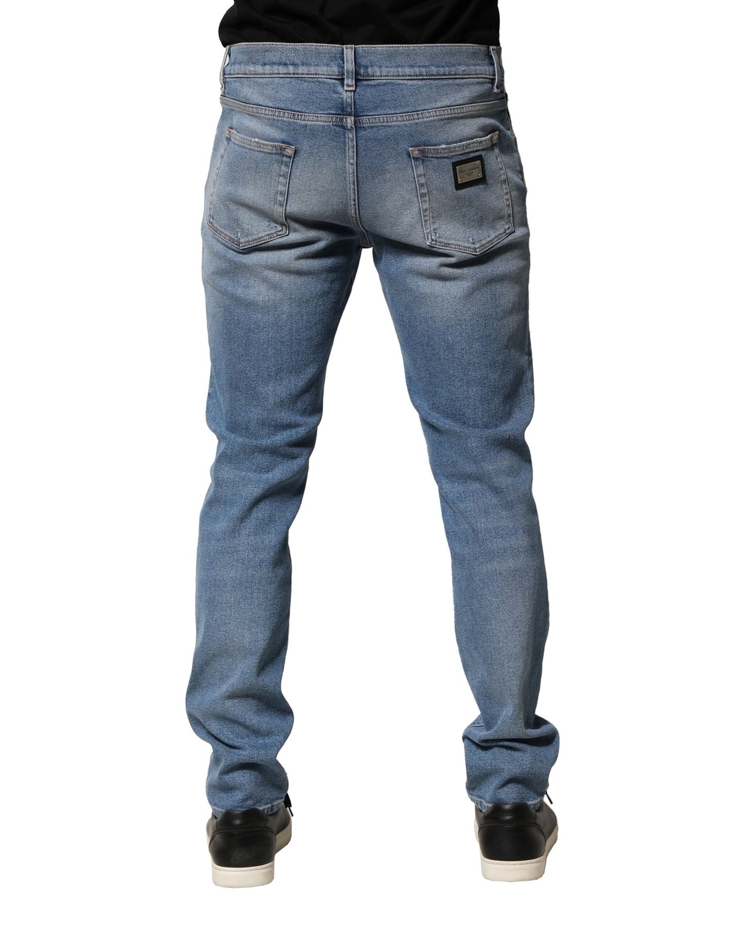 Dolce & Gabbana Blue Distressed Cotton Slim Men Denim Jeans