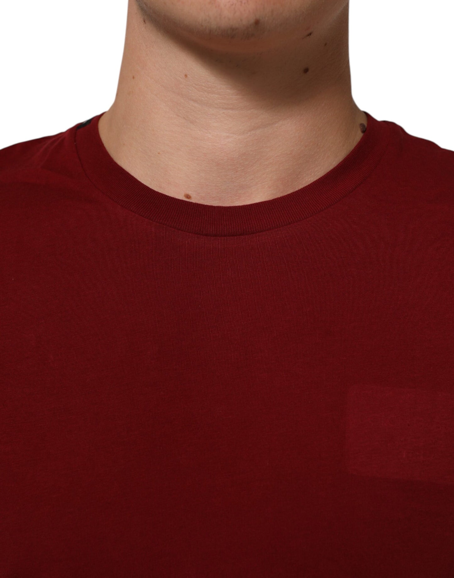 Dolce & Gabbana Maroon Cotton Crew Neck Short Sleeves T-Shirt