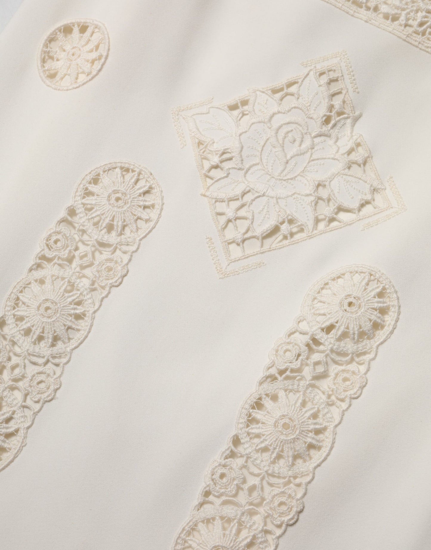 Dolce & Gabbana White Floral Lace Sleeveless Midi Dress