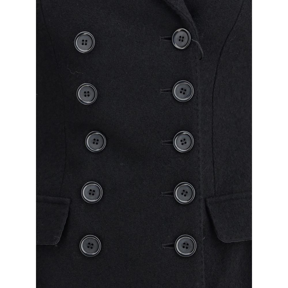 Dolce & Gabbana Black Fleece Wool Coat