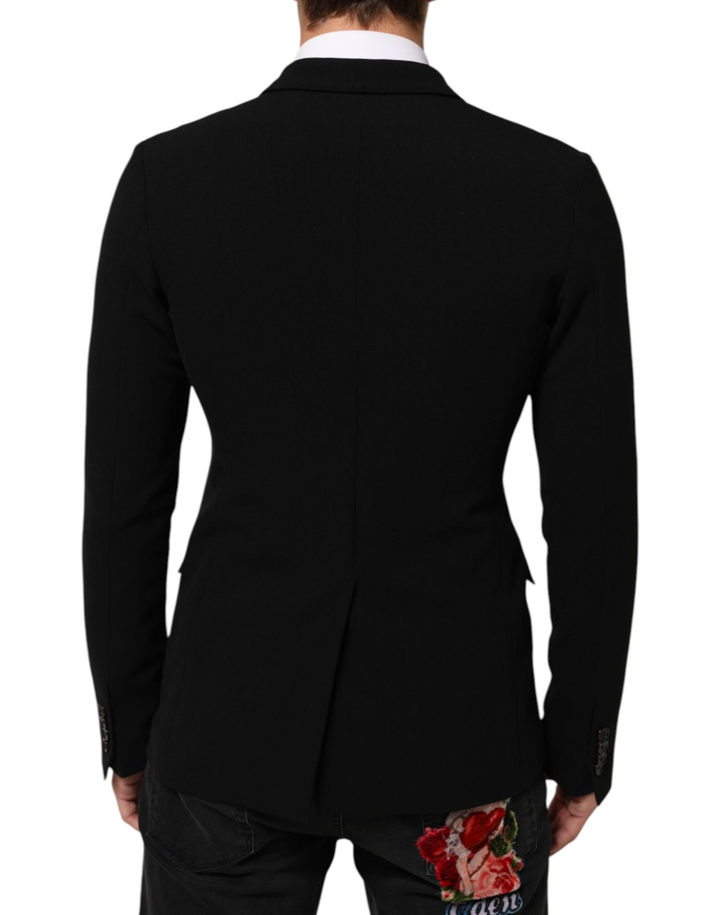 Dolce & Gabbana Black Wool Double Breasted Men Jacket Blazer