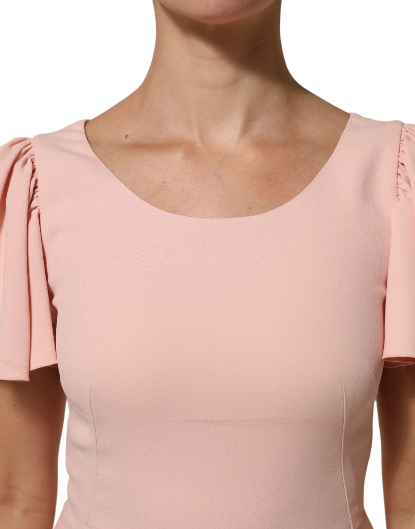 Dolce & Gabbana Pink Viscose Fit Flared Sheath Midi Dress