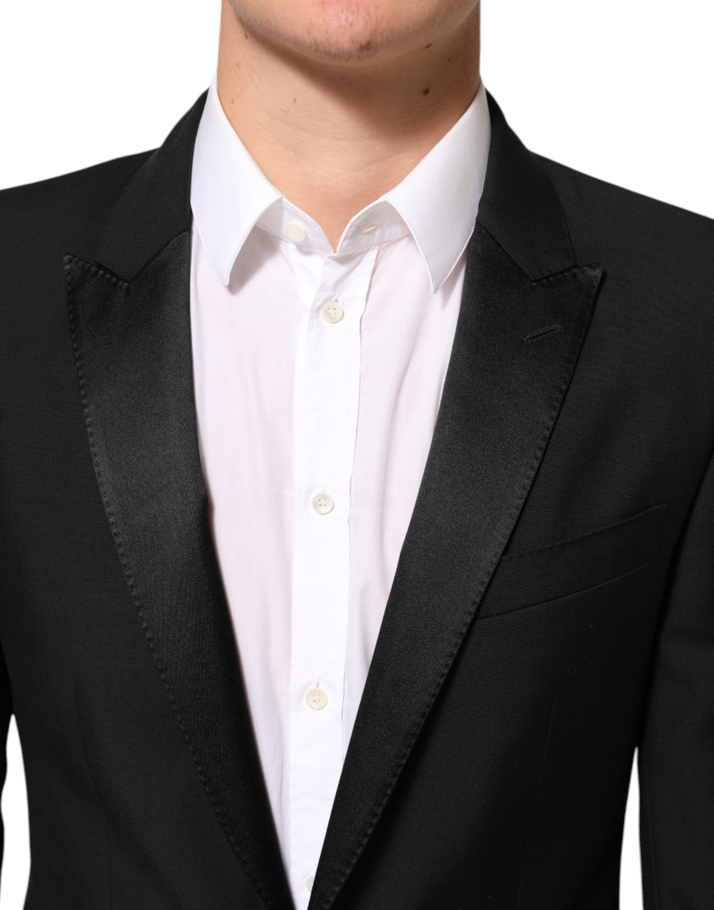 Dolce & Gabbana Black Wool MARTINI 2 Button Men Suit Blazer