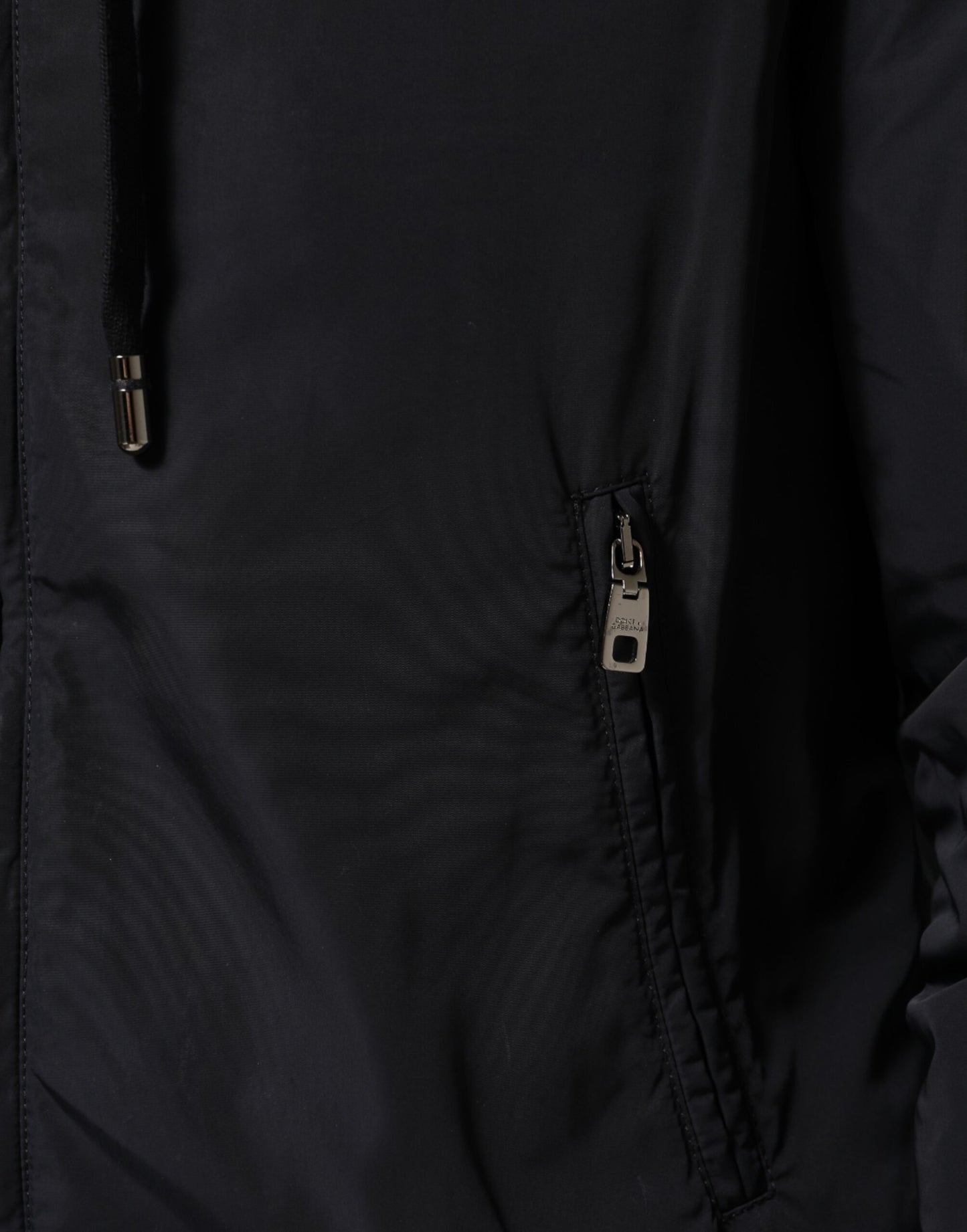 Dolce & Gabbana Blue Logo Tape Hooded Full Zip Bomber Jacket