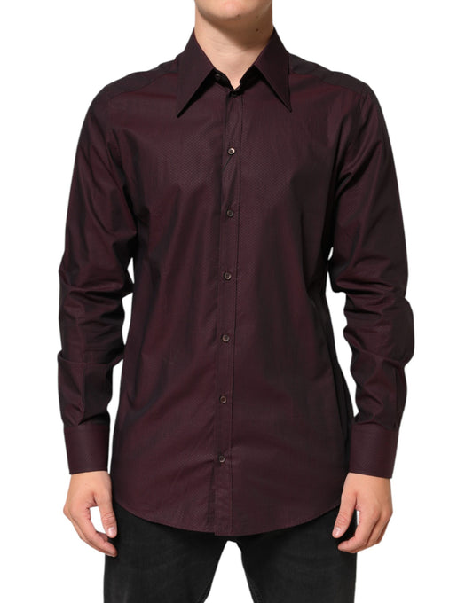 Dolce & Gabbana Violet GOLD Cotton Collared Dress Formal Shirt
