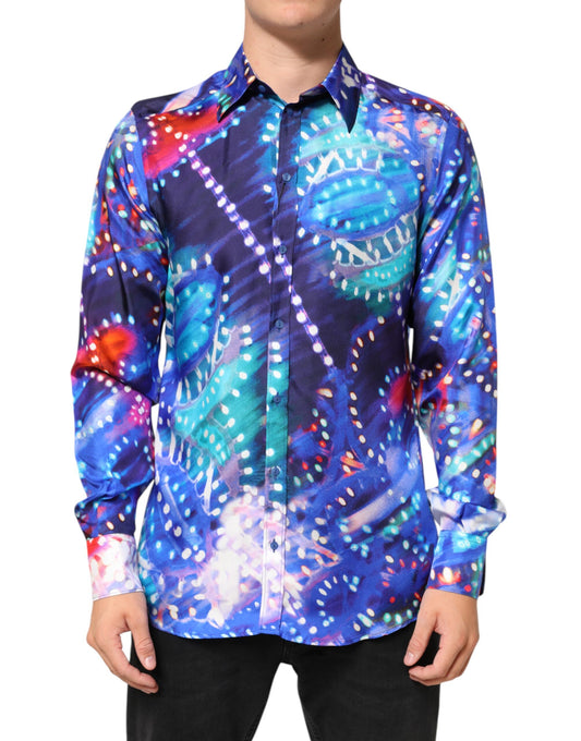 Dolce & Gabbana Multicolor Luminarie MARTINI Slim Men Shirt