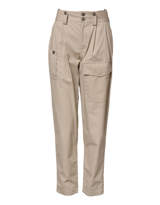 Dolce & Gabbana Beige Cotton Tapered Cargo Men Trouser Pants