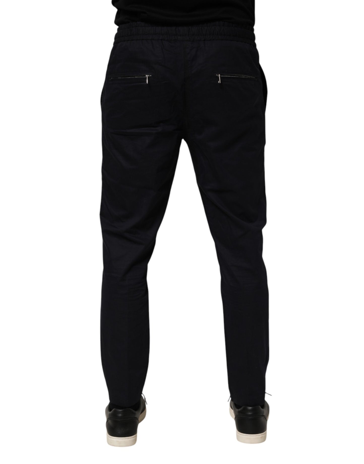 Dolce & Gabbana Black Mid Waist Drawstring Men Jogger Pants
