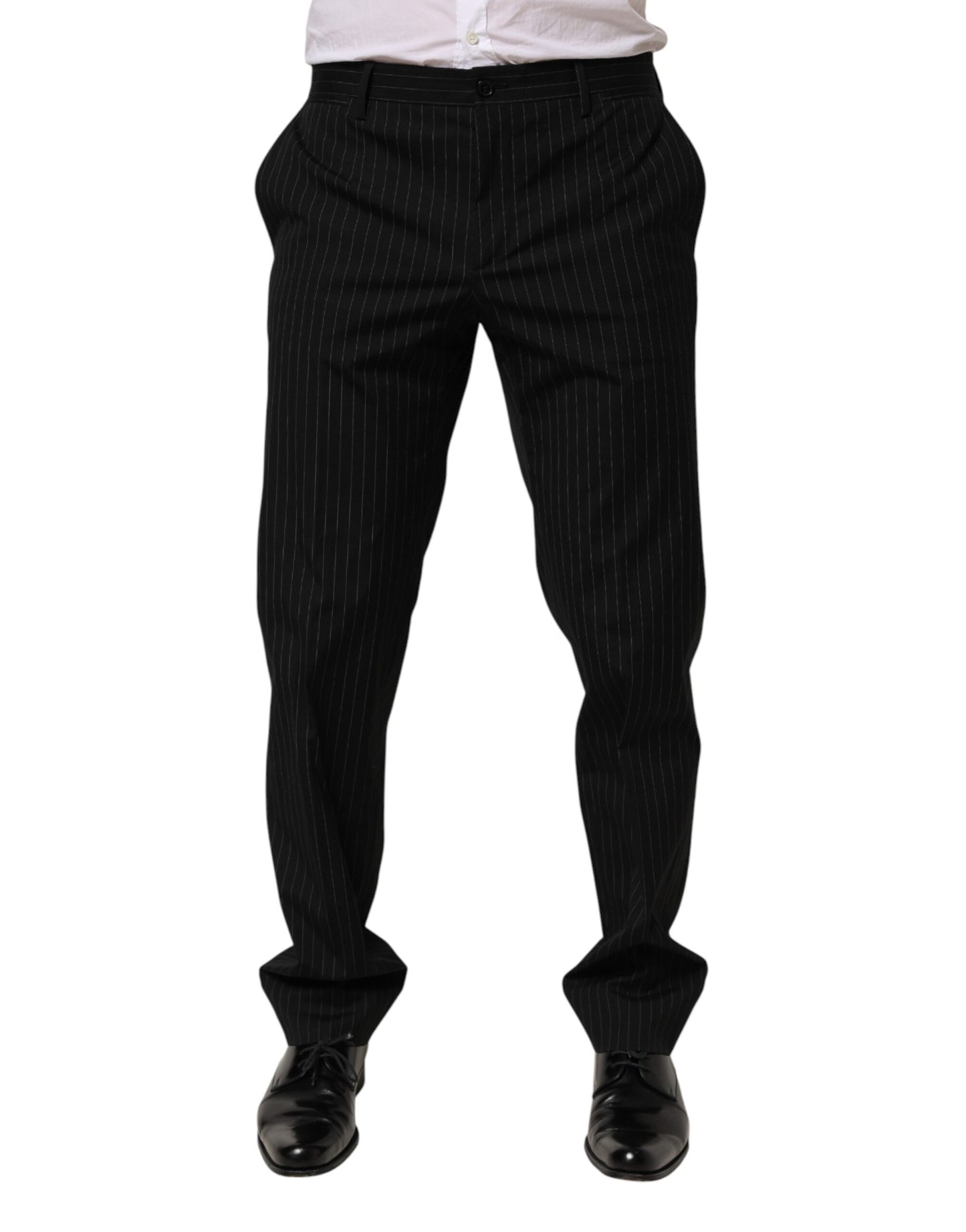 Dolce & Gabbana Black Striped Dress Formal Men Trouser Pants