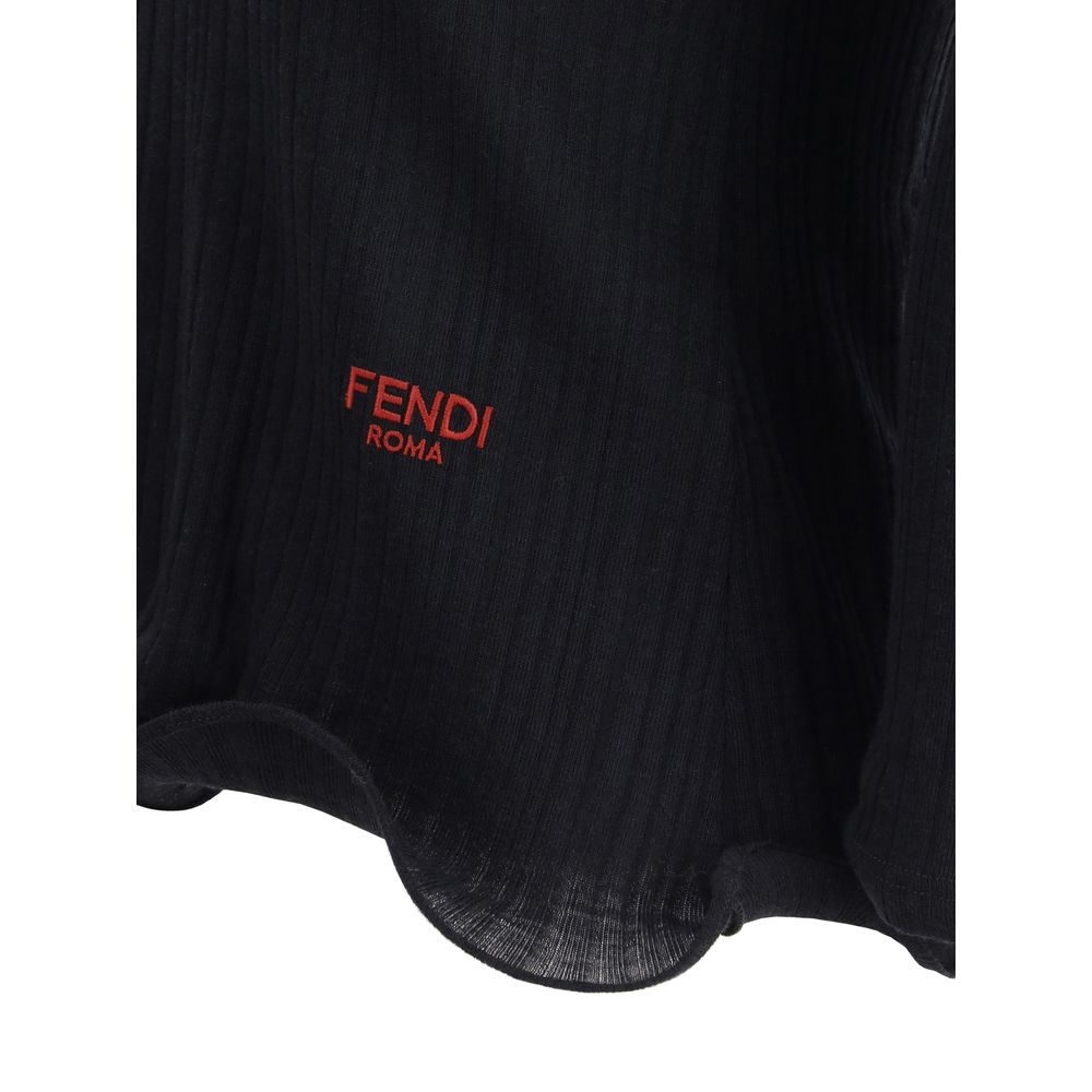 Fendi Black Fleece Wool Top