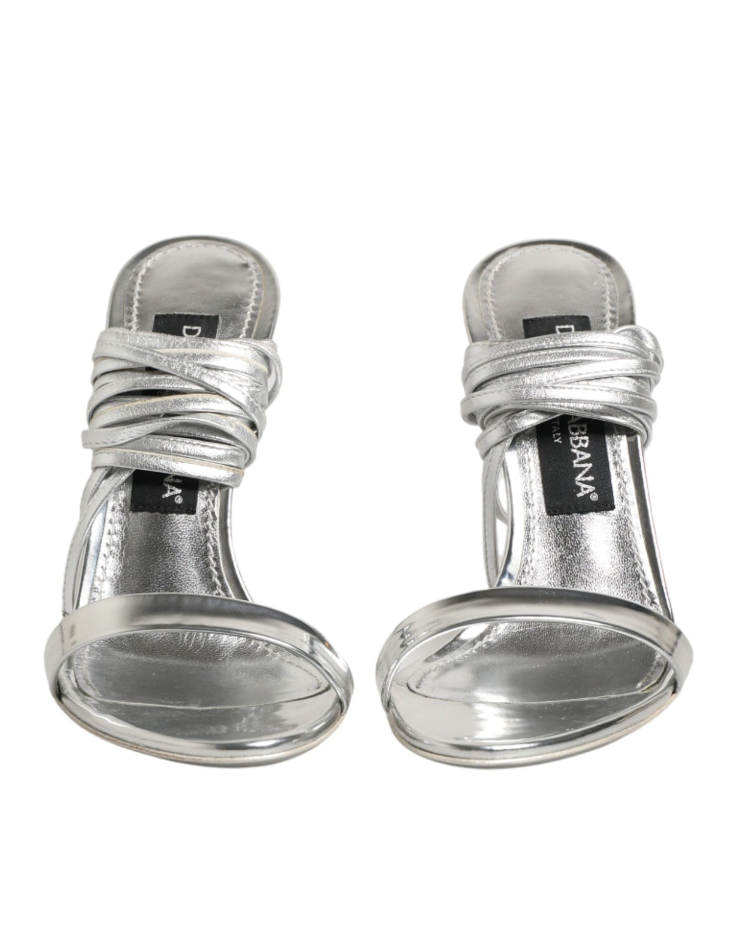 Dolce & Gabbana Silver Strappy High Heels Sandals Shoes