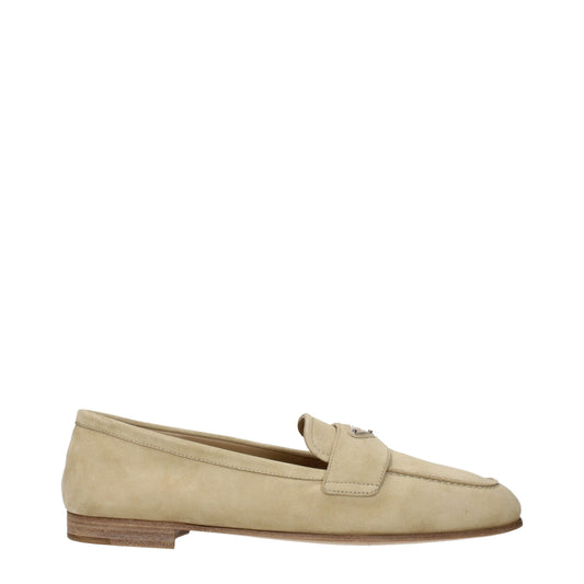 Prada Beige Leather Slip-On Loafers