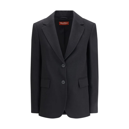 Max Mara Black Fleece Wool Coat