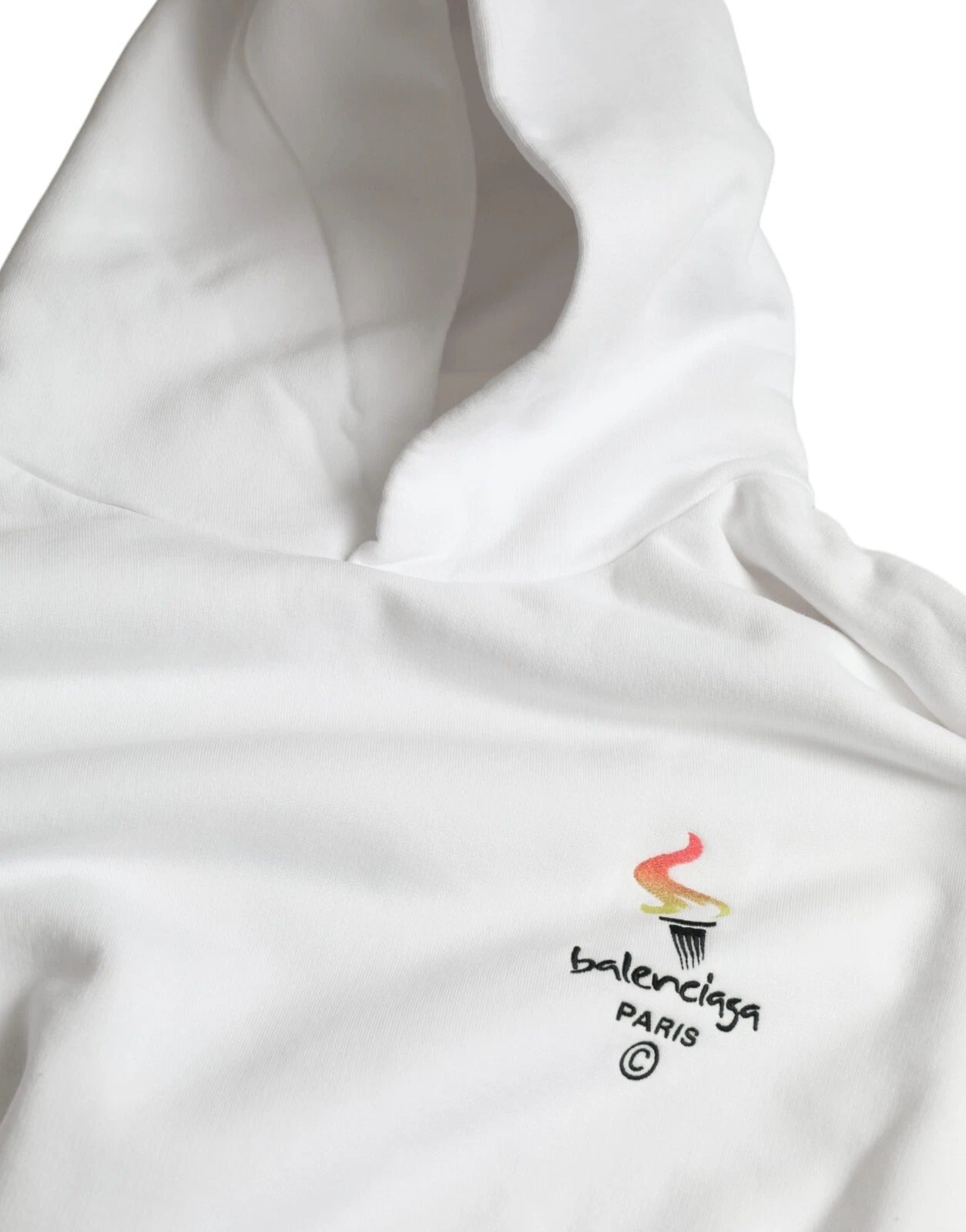 Balenciaga White Cotton Hooded Pullover OVERSIZE Sweater