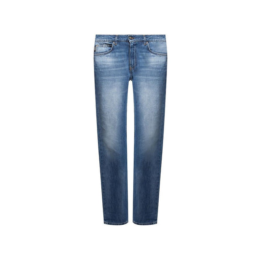 Versace Blue Cotton Straight-Leg Jeans