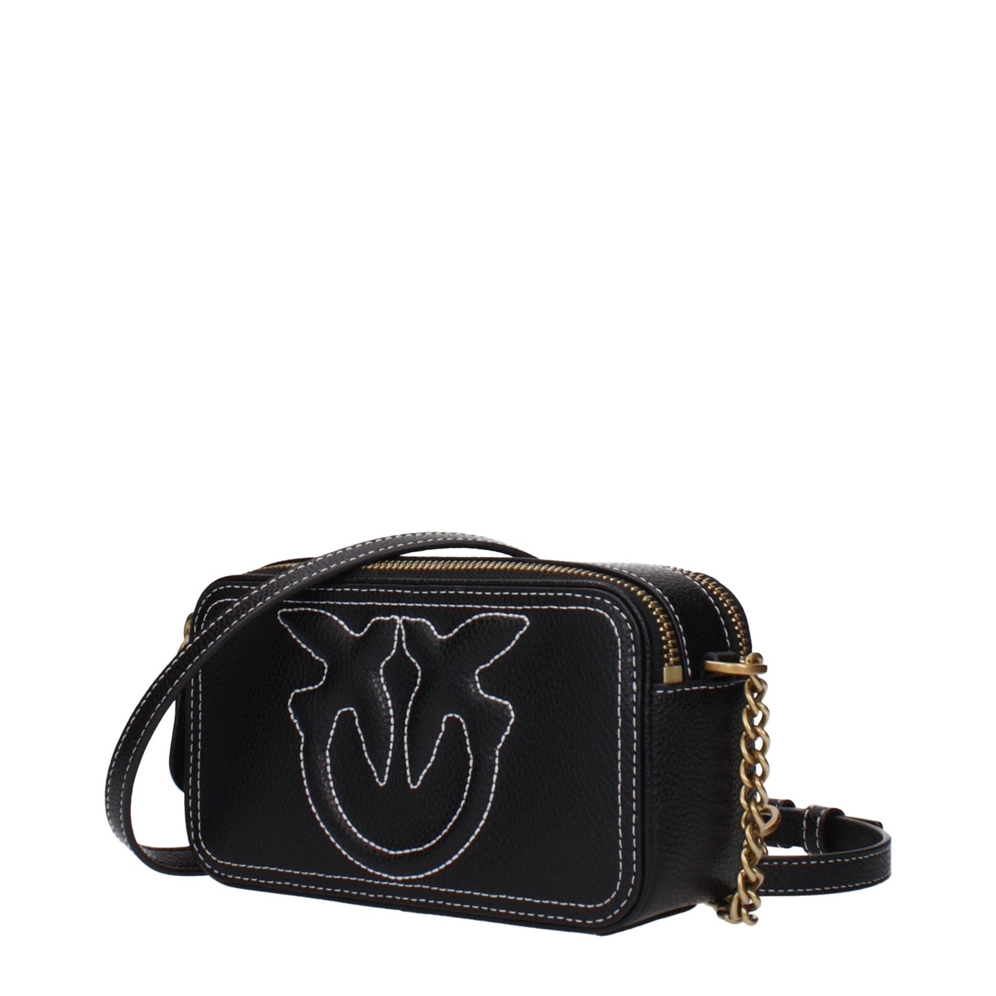 PINKO Black Leather Crossbody Bag
