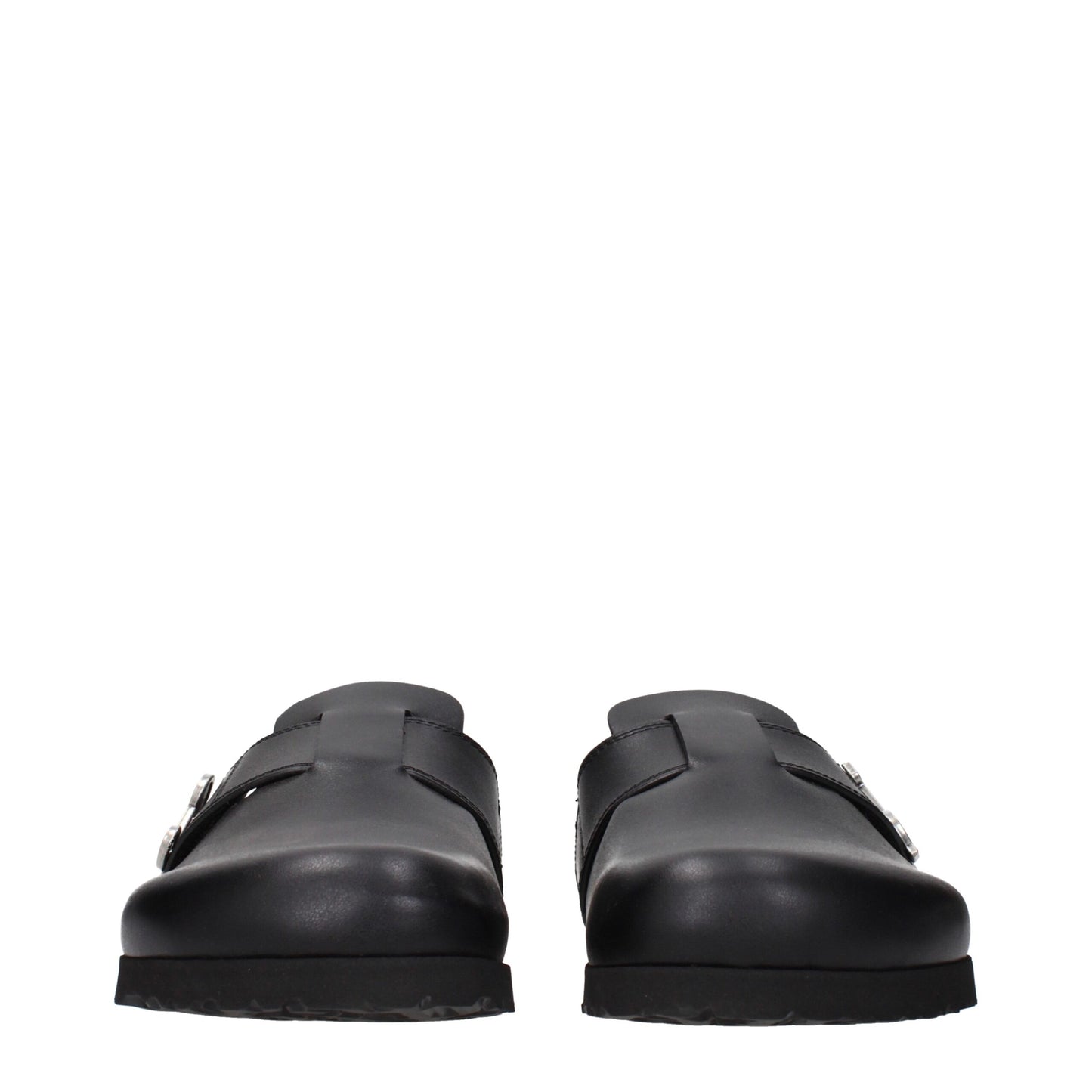Palm Angels Black Leather Slippers