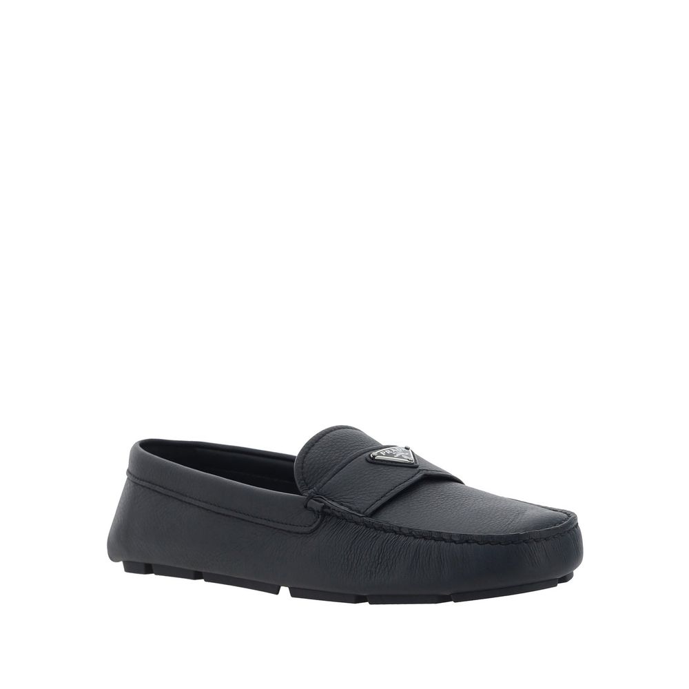 Prada Black Calfskin Slip-On Loafers