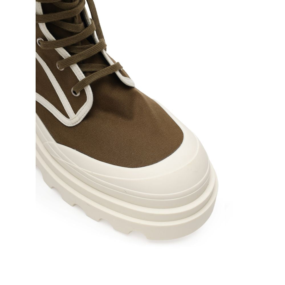 Bottega Veneta Green Cotton Lace-Up Boots